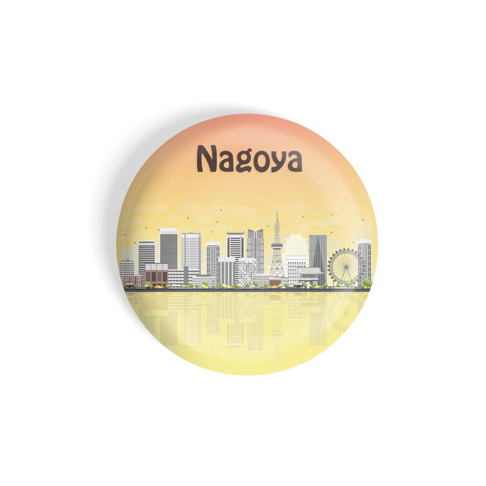 dhcrafts Round Fridge Magnet Multicolour Places Nagoya City In Japan Glossy Finish Design Pack of 1 (75 mm)